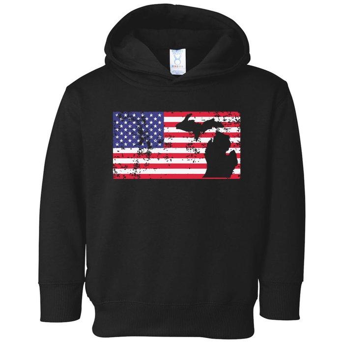 American Flag State Of Michigan Usa Fourth Of July Toddler Hoodie