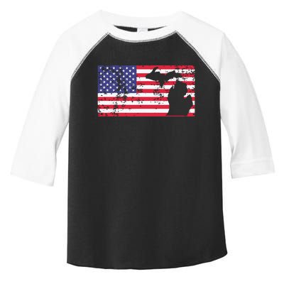 American Flag State Of Michigan Usa Fourth Of July Toddler Fine Jersey T-Shirt