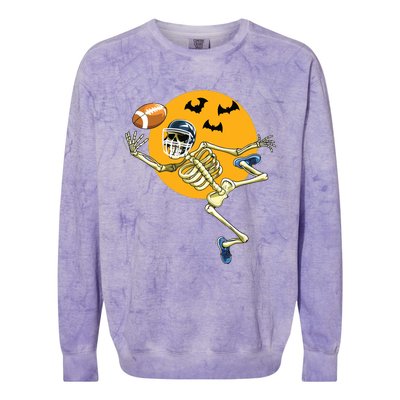 American Football Skeleton Halloween Boy Football Fan Colorblast Crewneck Sweatshirt