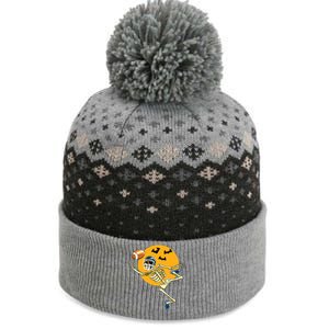 American Football Skeleton Halloween Boy Football Fan The Baniff Cuffed Pom Beanie