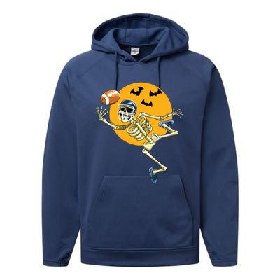 American Football Skeleton Halloween Boy Football Fan Performance Fleece Hoodie