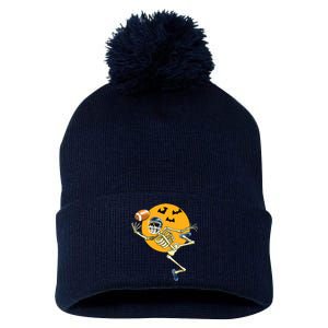 American Football Skeleton Halloween Boy Football Fan Pom Pom 12in Knit Beanie