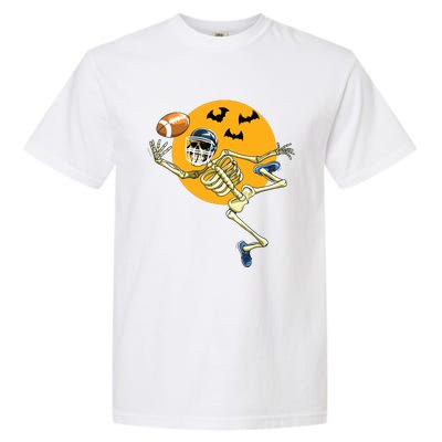 American Football Skeleton Halloween Boy Football Fan Garment-Dyed Heavyweight T-Shirt