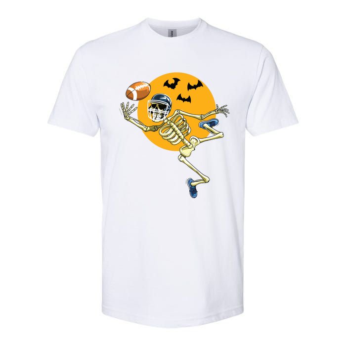 American Football Skeleton Halloween Boy Football Fan Softstyle CVC T-Shirt