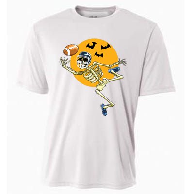 American Football Skeleton Halloween Boy Football Fan Cooling Performance Crew T-Shirt