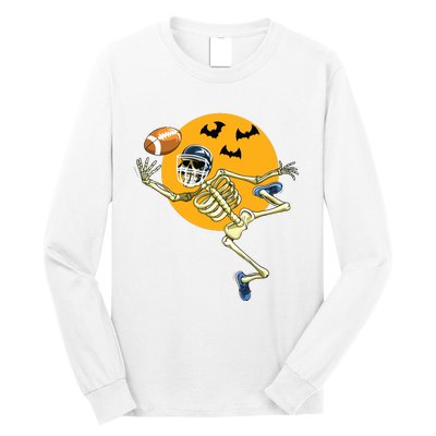 American Football Skeleton Halloween Boy Football Fan Long Sleeve Shirt