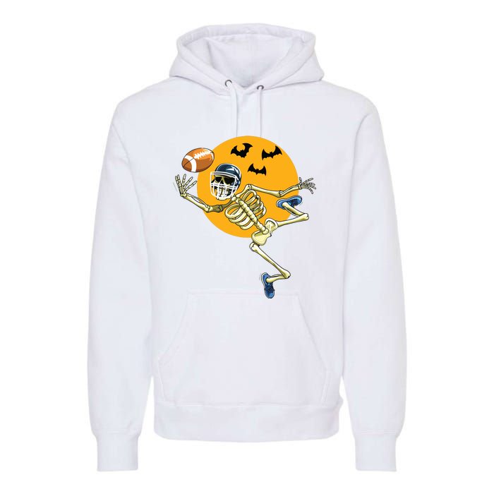 American Football Skeleton Halloween Boy Football Fan Premium Hoodie