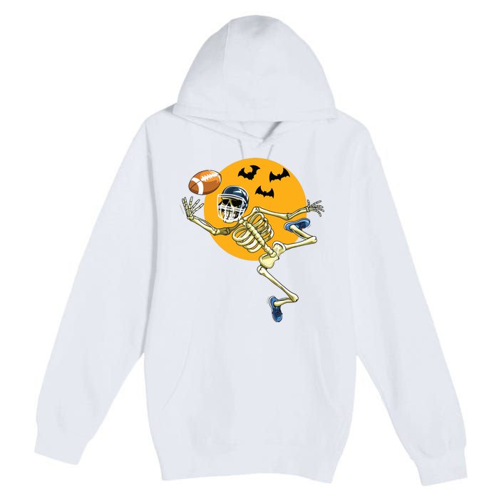 American Football Skeleton Halloween Boy Football Fan Premium Pullover Hoodie