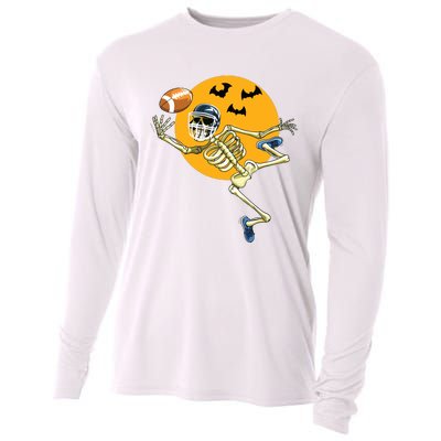 American Football Skeleton Halloween Boy Football Fan Cooling Performance Long Sleeve Crew