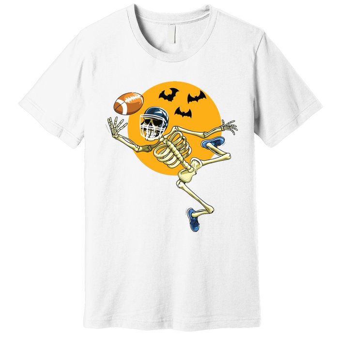 American Football Skeleton Halloween Boy Football Fan Premium T-Shirt