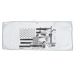 American Flag Semi Truck Driver 18 Wheeler Patriotic Trucker Large Microfiber Waffle Golf Towel