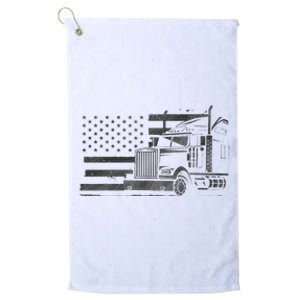 American Flag Semi Truck Driver 18 Wheeler Patriotic Trucker Platinum Collection Golf Towel