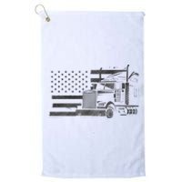 American Flag Semi Truck Driver 18 Wheeler Patriotic Trucker Platinum Collection Golf Towel