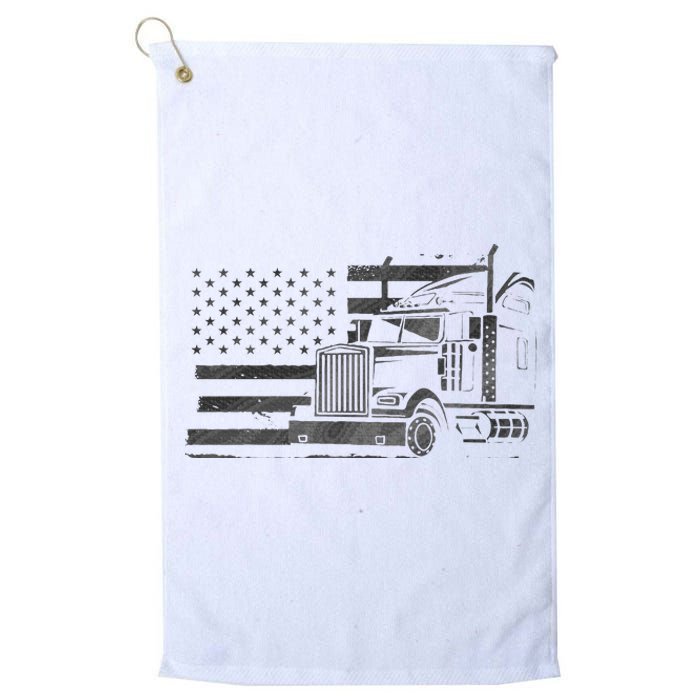 American Flag Semi Truck Driver 18 Wheeler Patriotic Trucker Platinum Collection Golf Towel