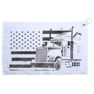 American Flag Semi Truck Driver 18 Wheeler Patriotic Trucker Grommeted Golf Towel