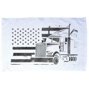 American Flag Semi Truck Driver 18 Wheeler Patriotic Trucker Microfiber Hand Towel