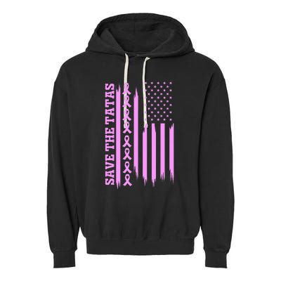 American Flag Save The Tatas Garment-Dyed Fleece Hoodie