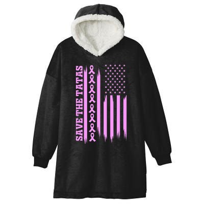 American Flag Save The Tatas Hooded Wearable Blanket