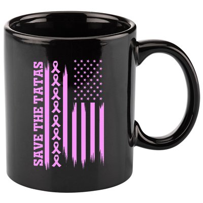 American Flag Save The Tatas 11oz C Handle Ceramic Mug