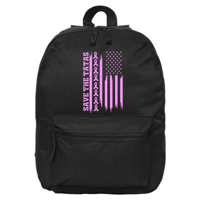 American Flag Save The Tatas 16 in Basic Backpack