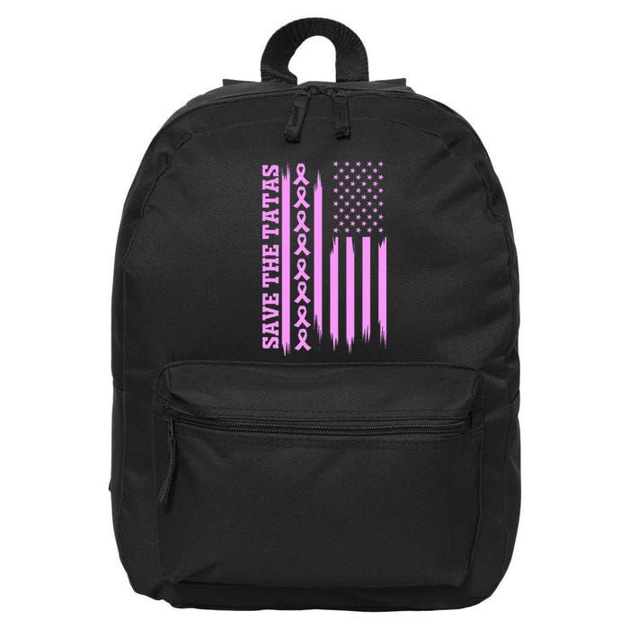 American Flag Save The Tatas 16 in Basic Backpack