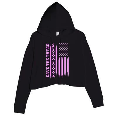 American Flag Save The Tatas Crop Fleece Hoodie