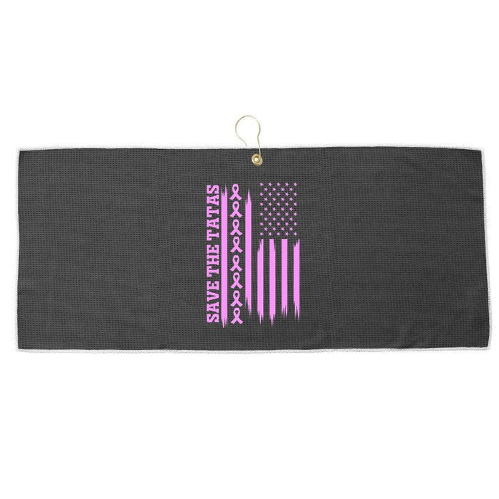 American Flag Save The Tatas Large Microfiber Waffle Golf Towel