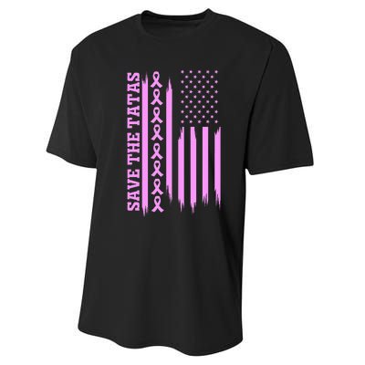 American Flag Save The Tatas Performance Sprint T-Shirt