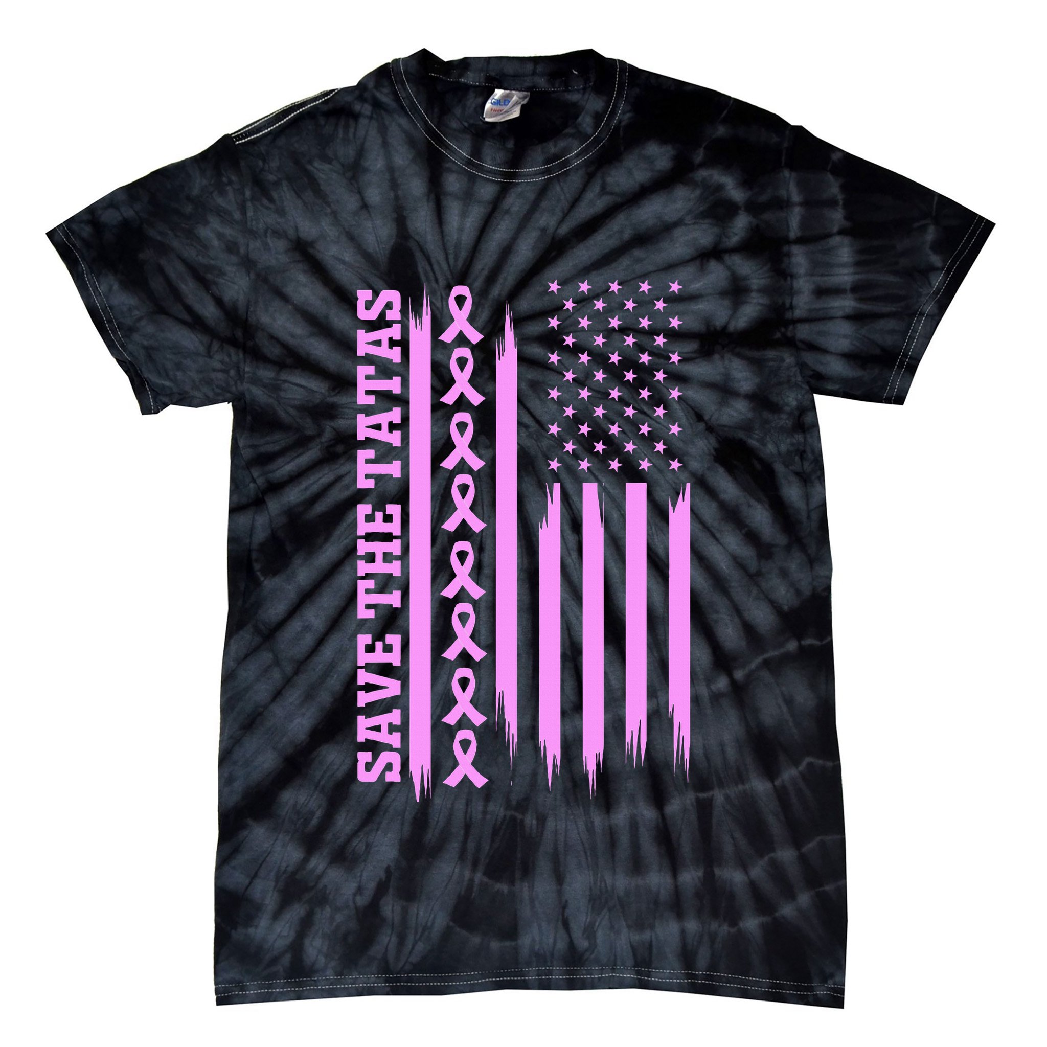 American Flag Save The Tatas Tie-Dye T-Shirt