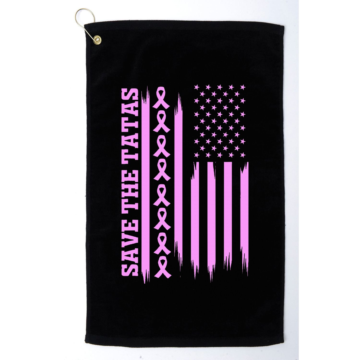 American Flag Save The Tatas Golf Towel
