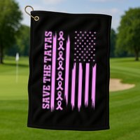 American Flag Save The Tatas Golf Towel