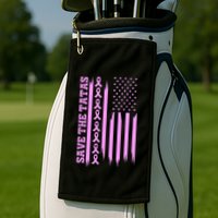 American Flag Save The Tatas Golf Towel