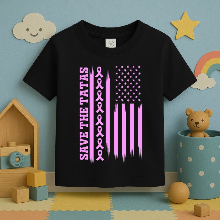 American Flag Save The Tatas Toddler T-Shirt
