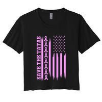 American Flag Save The Tatas Crop Top