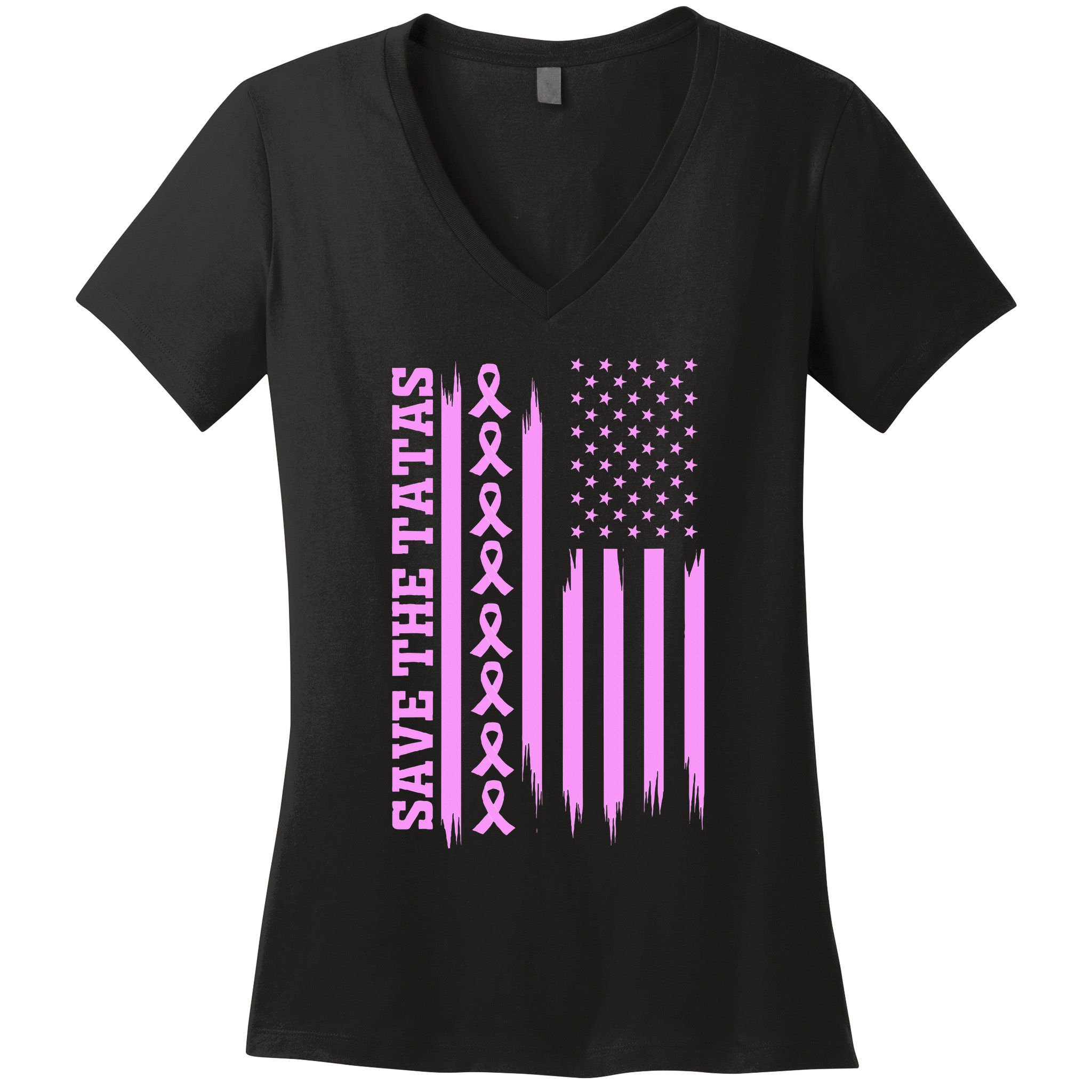 American Flag Save The Tatas Women's V-Neck T-Shirt