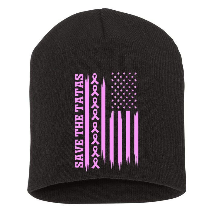 American Flag Save The Tatas Short Acrylic Beanie