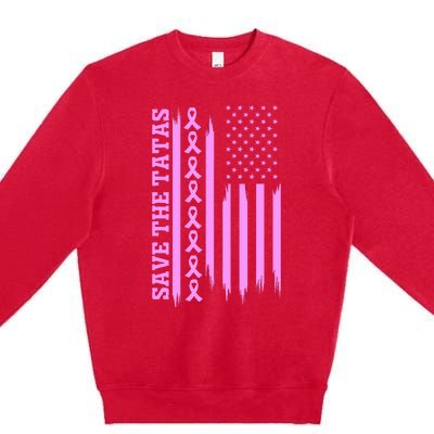 American Flag Save The Tatas Premium Crewneck Sweatshirt