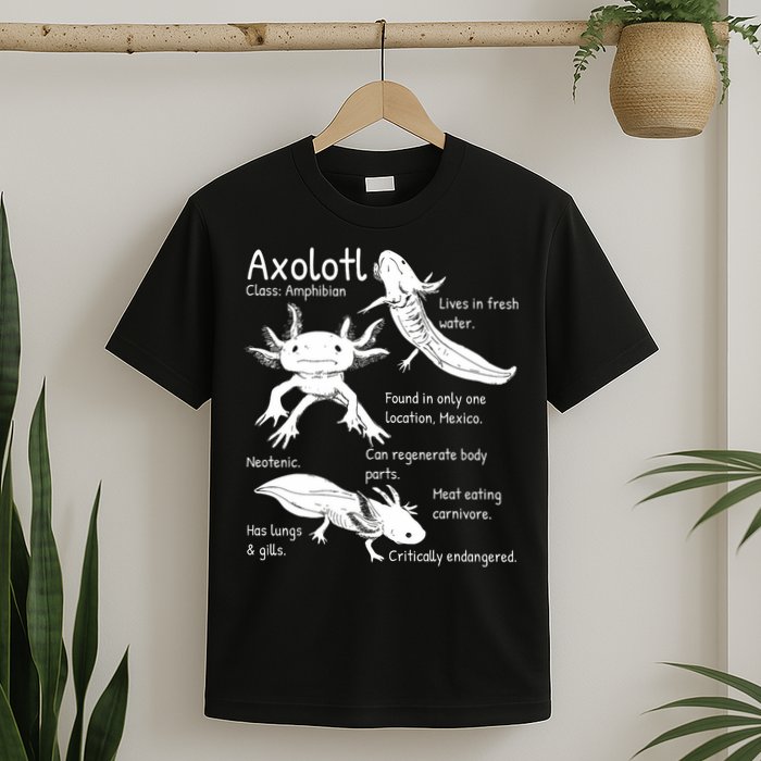 Axolotl Facts Species Types Endangered Animals Illustration  T-Shirt