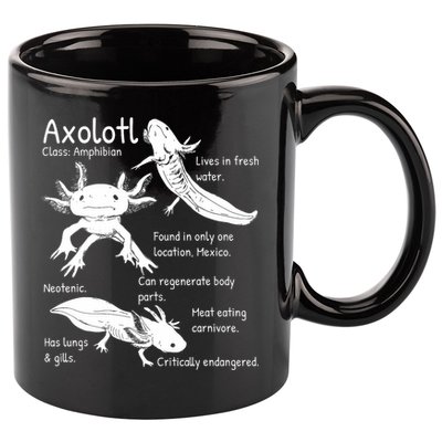 Axolotl Facts Species Types Endangered Animals Illustration  11oz C Handle Ceramic Mug