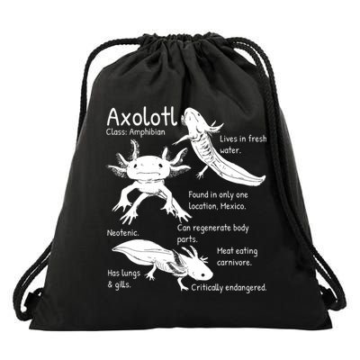Axolotl Facts Species Types Endangered Animals Illustration  Drawstring Bag