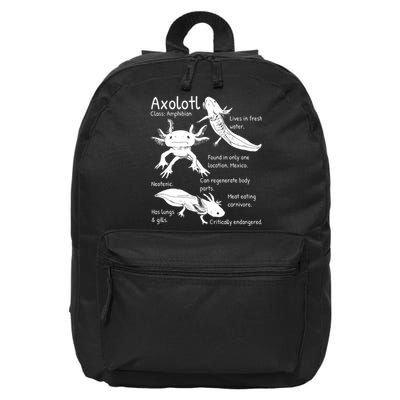 Axolotl Facts Species Types Endangered Animals Illustration  16 in Basic Backpack