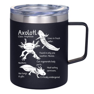 Axolotl Facts Species Types Endangered Animals Illustration  12oz Stainless Steel Coffee Mug