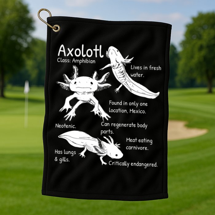 Axolotl Facts Species Types Endangered Animals Illustration  Golf Towel