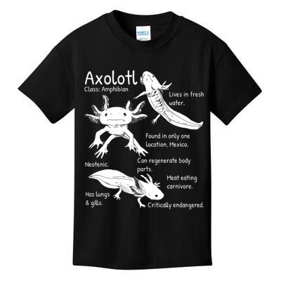 Axolotl Facts Species Types Endangered Animals Illustration  Kids T-Shirt