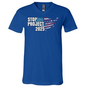 American Flag Stop Project 2025 Anti Trump V-Neck T-Shirt