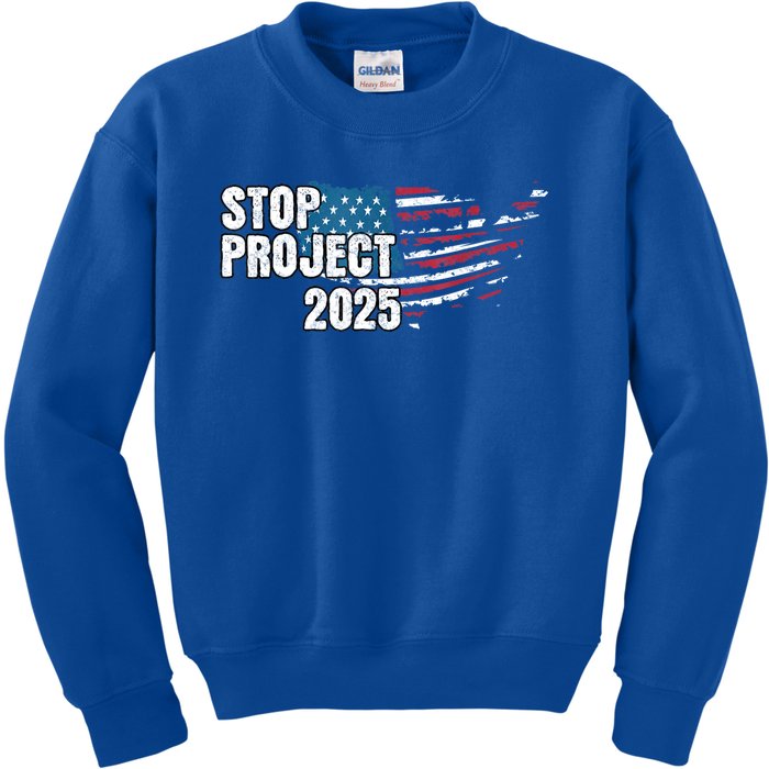 American Flag Stop Project 2025 Anti Trump Kids Sweatshirt