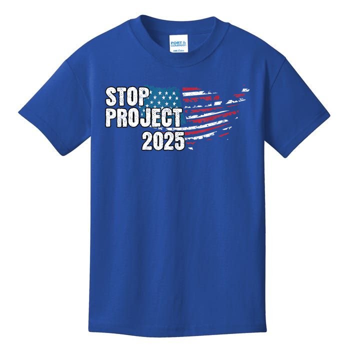 American Flag Stop Project 2025 Anti Trump Kids T-Shirt