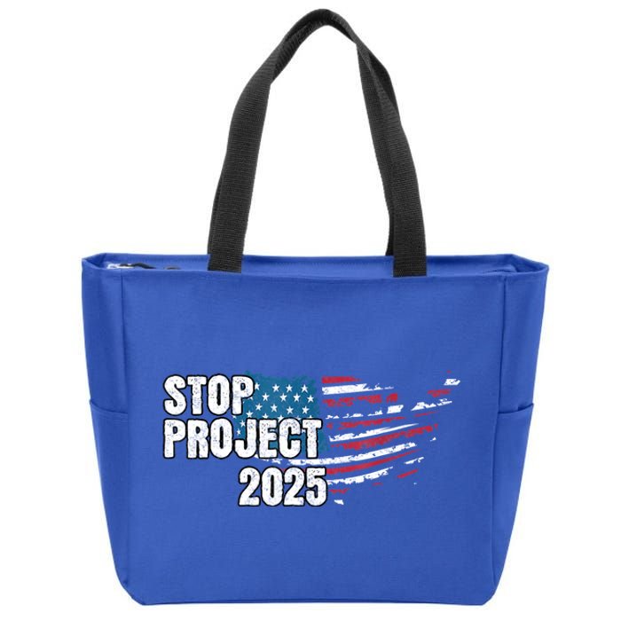 American Flag Stop Project 2025 Anti Trump Zip Tote Bag