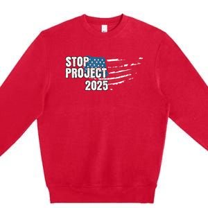 American Flag Stop Project 2025 Anti Trump Premium Crewneck Sweatshirt