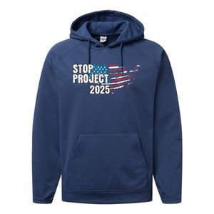 American Flag Stop Project 2025 Anti Trump Performance Fleece Hoodie